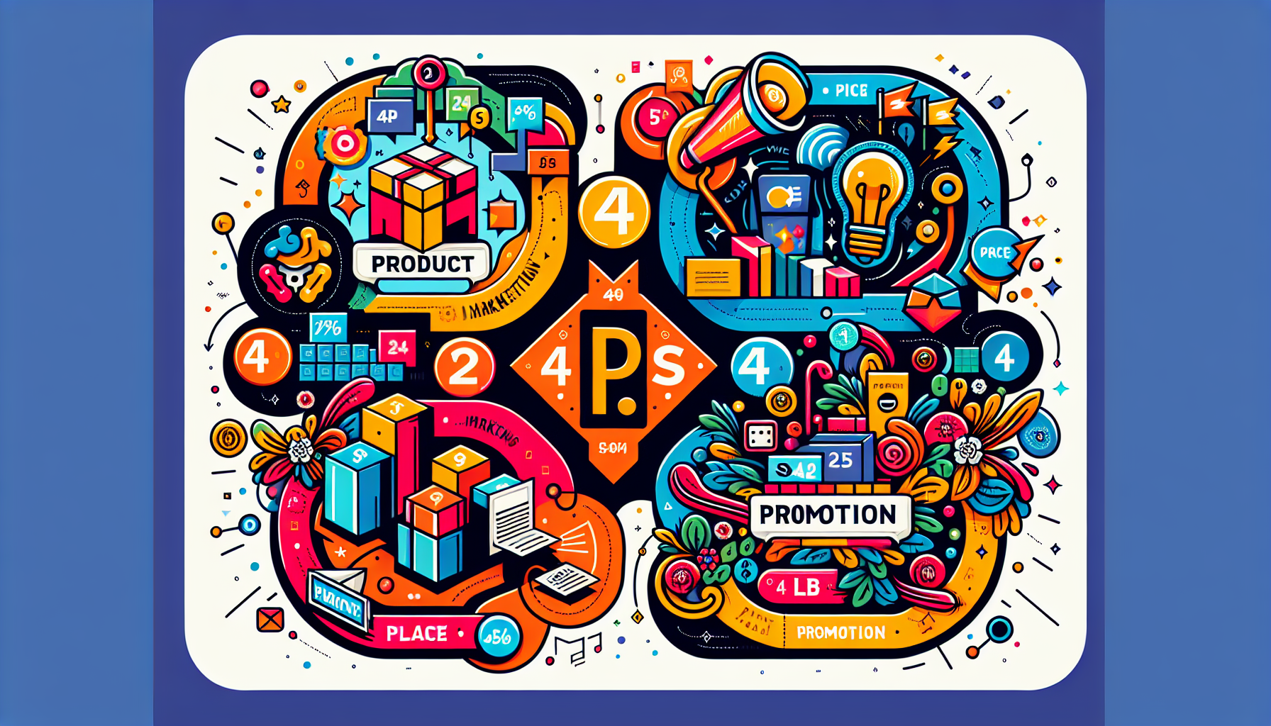 Eine grafische Darstellung der 4Ps im Marketing-Mix.